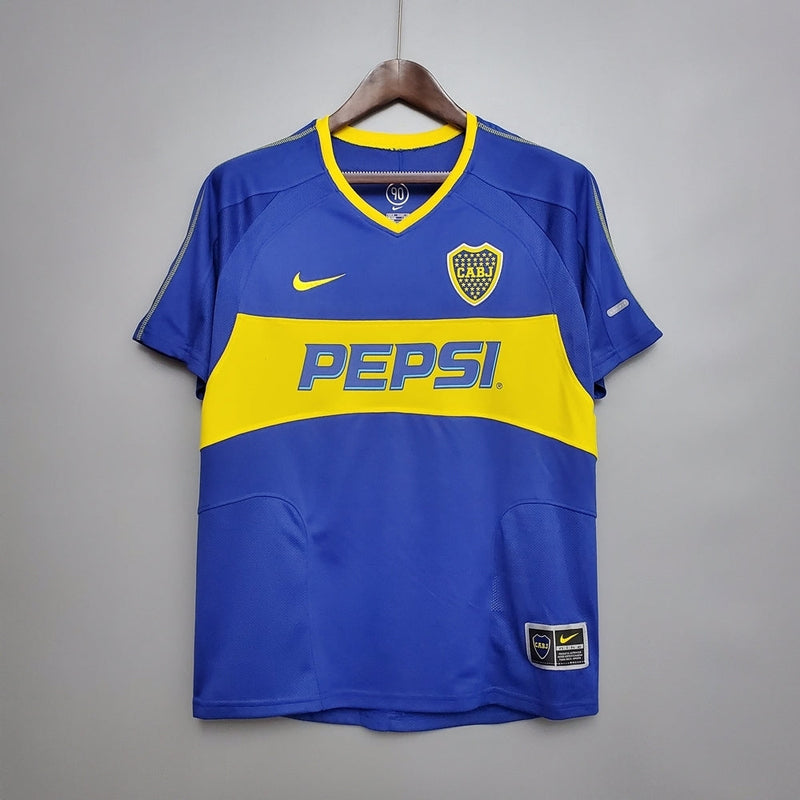 Camisola Boca Juniors Retrô 03/04 Azul e Amarela