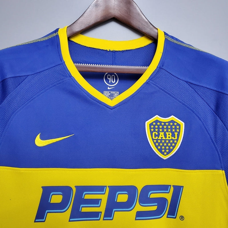 Camisola Boca Juniors Retrô 03/04 Azul e Amarela