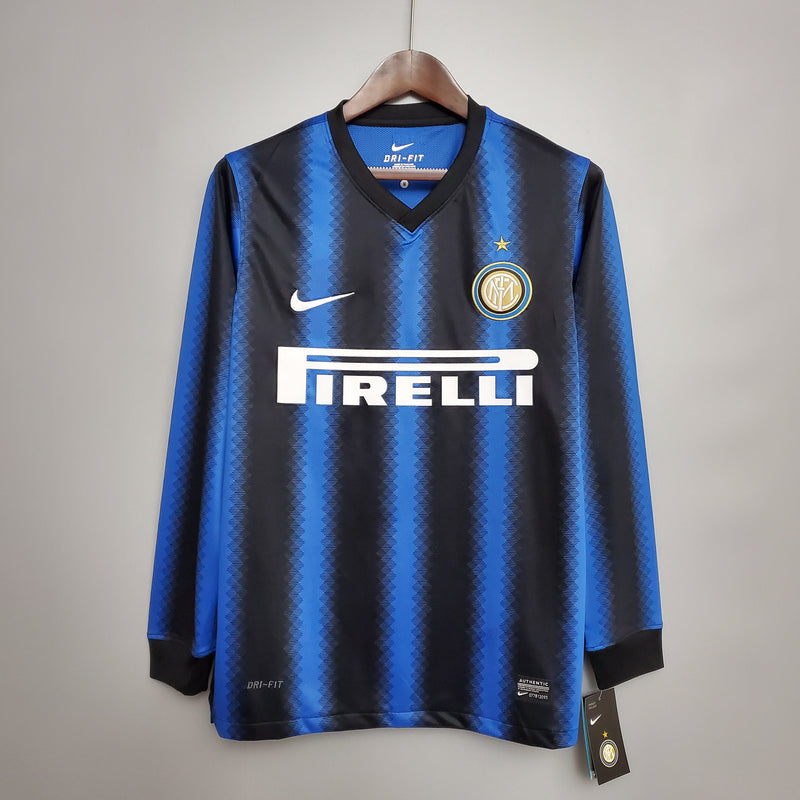 Camisola Manga Longa Inter de Milão I 10/11 - Azul e Preto