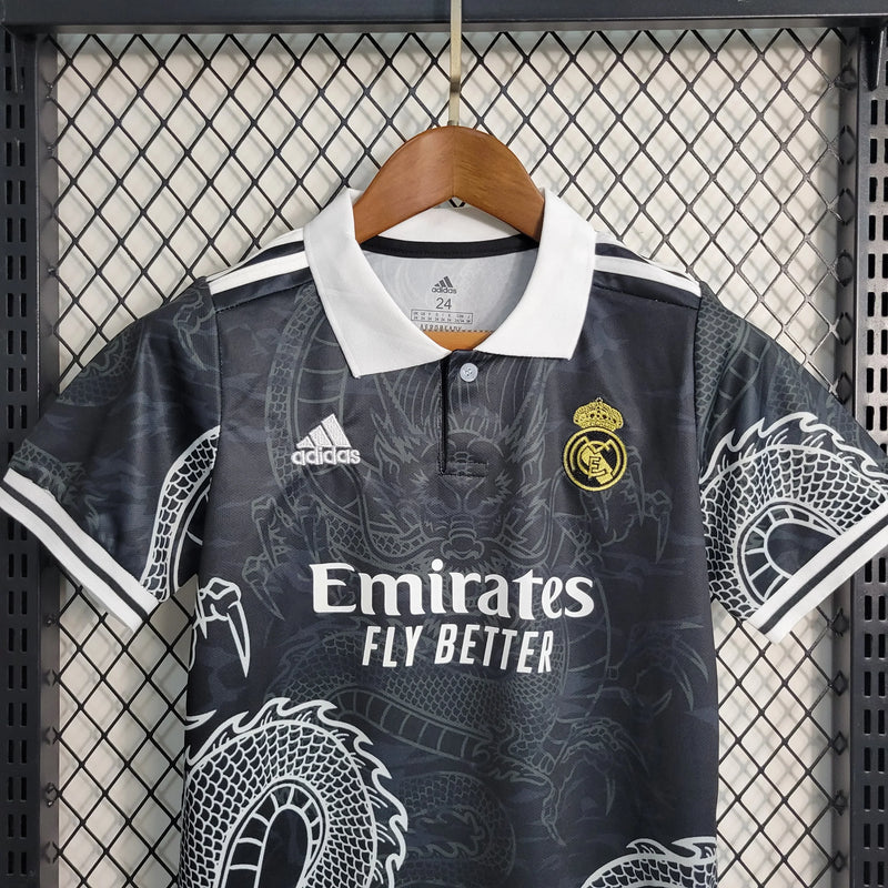 Kit Infantil Real Madrid Edição Dragão 23/24 - Preto