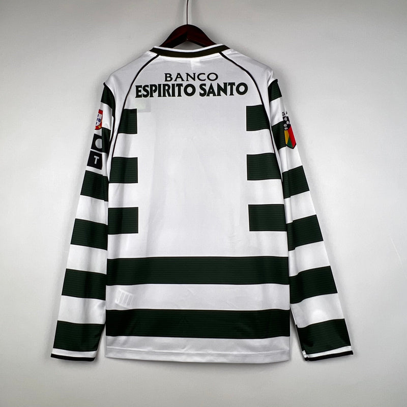 Camisola Manga Longa Retro Home 2002/2003 - Verde e Branco