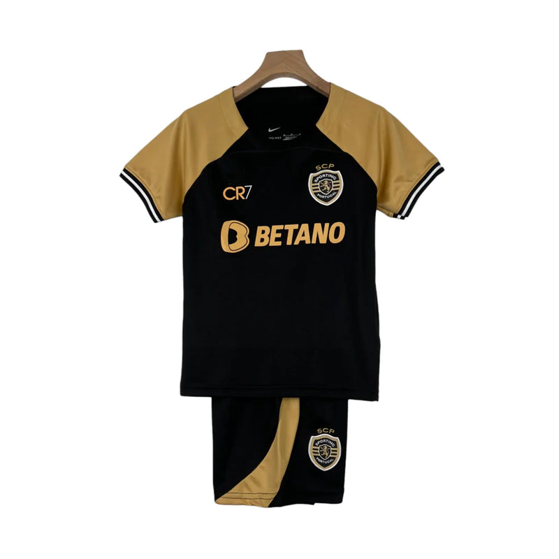 Kit Infantil CR7 23/24 - Preto e dourado