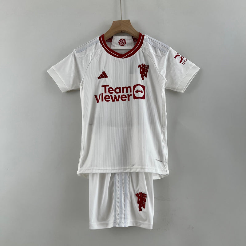 Kit Infantil Manchester United III 23/24 - Vermelho e Branco