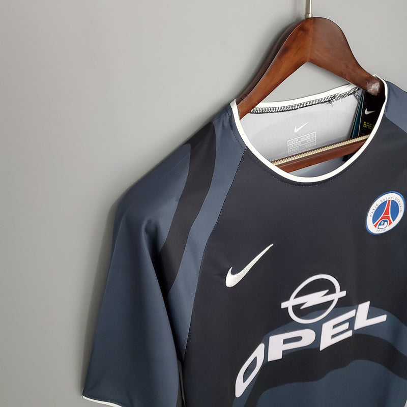 Camisola PSG Retrô 2001/2002 - Cinza e Preta