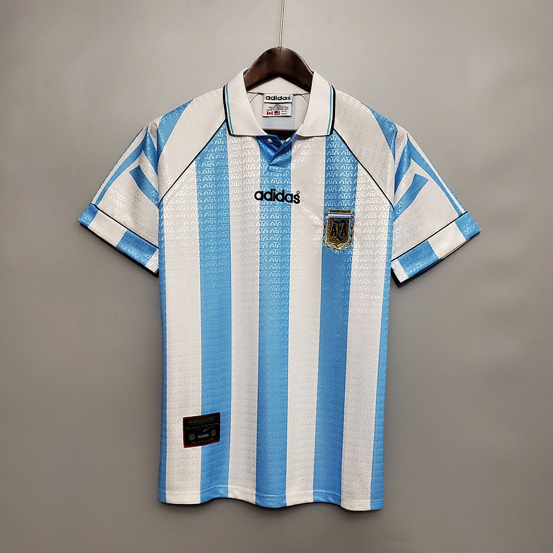 Camisola Seleção Argentina Retrô 1997-1998 Azul e Branca -