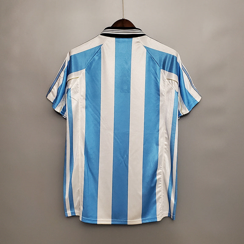 Camisola Seleção Argentina Retrô 1998 Azul e Branca -