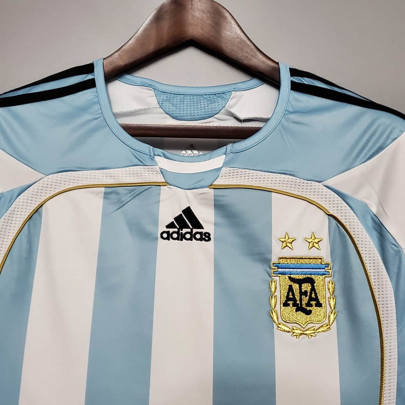 Camisola Seleção Argentina Retrô 2006 Azul e Branca-