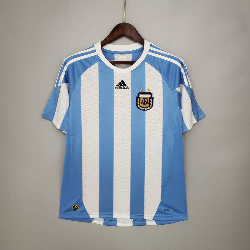 Camisola Argentina Retrô 2010 Azul e Branca -