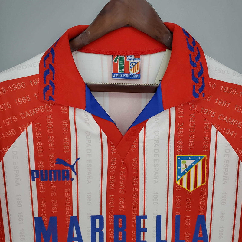 Camisola Atlético de Madrid Retrô 1995/1996 - Branca e Vermelha