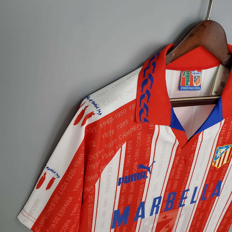 Camisola Atlético de Madrid Retrô 1995/1996 - Branca e Vermelha