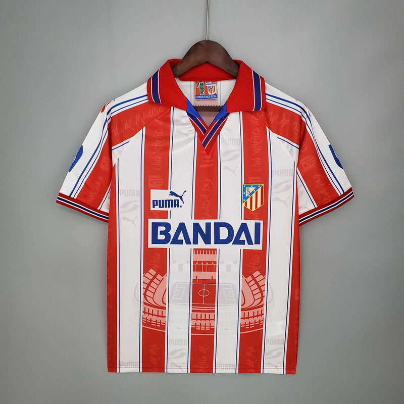 Camisola Atlético de Madrid Retrô 1996/1997 Branca e Vermelha -