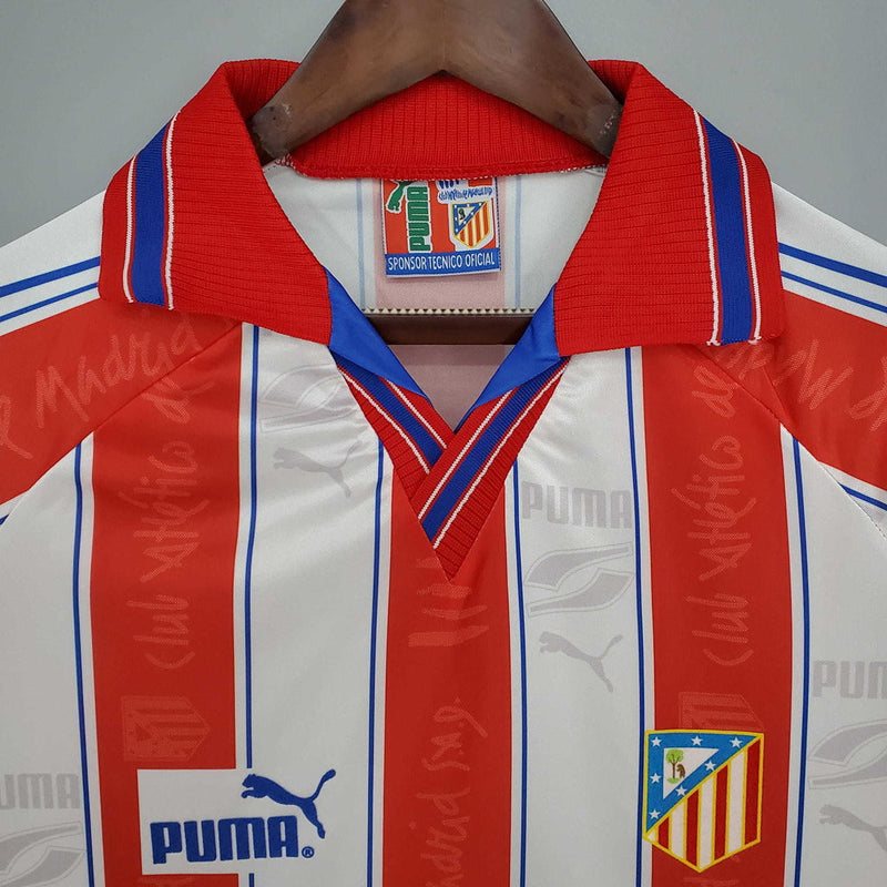 Camisola Atlético de Madrid Retrô 1996/1997 Branca e Vermelha -