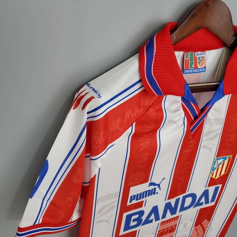 Camisola Atlético de Madrid Retrô 1996/1997 Branca e Vermelha -