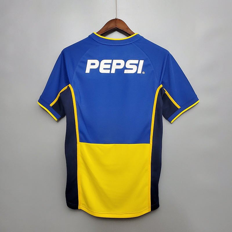 Camisola Boca Juniors Retrô 2002 Azul e Amarela -