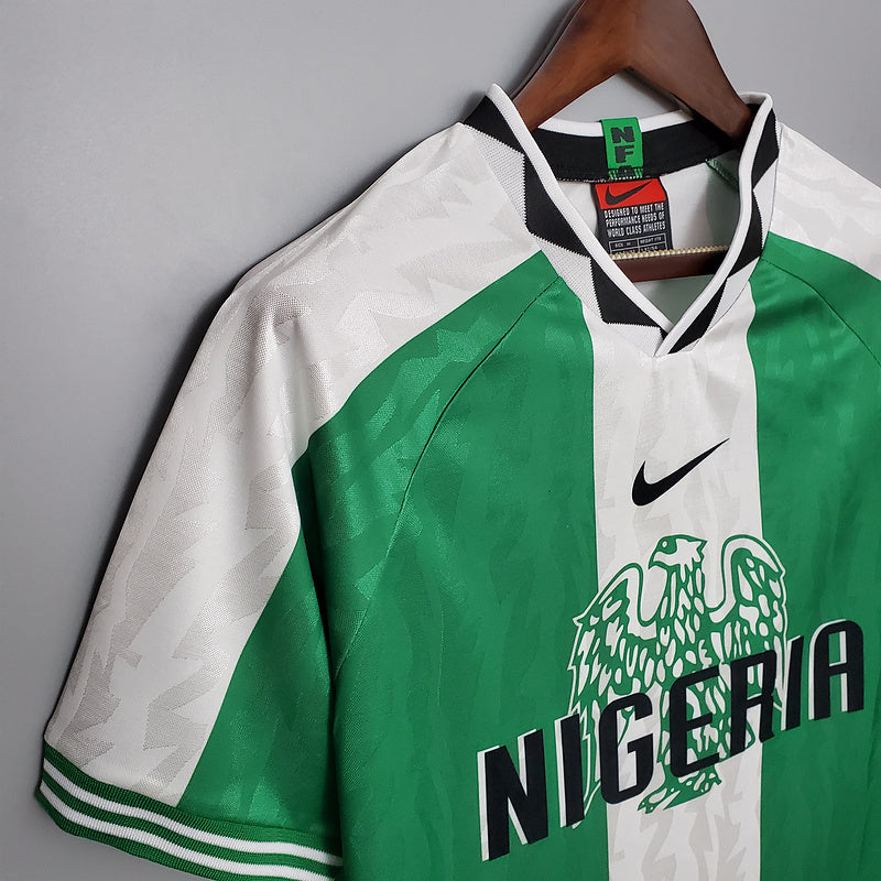 Camisola Nigéria Retrô 1996 Verde e Branca -