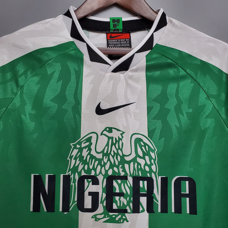 Camisola Nigéria Retrô 1996 Verde e Branca -